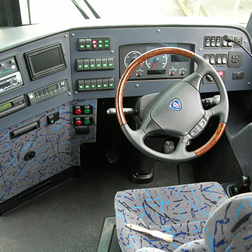 drivers seat luxury coach bus