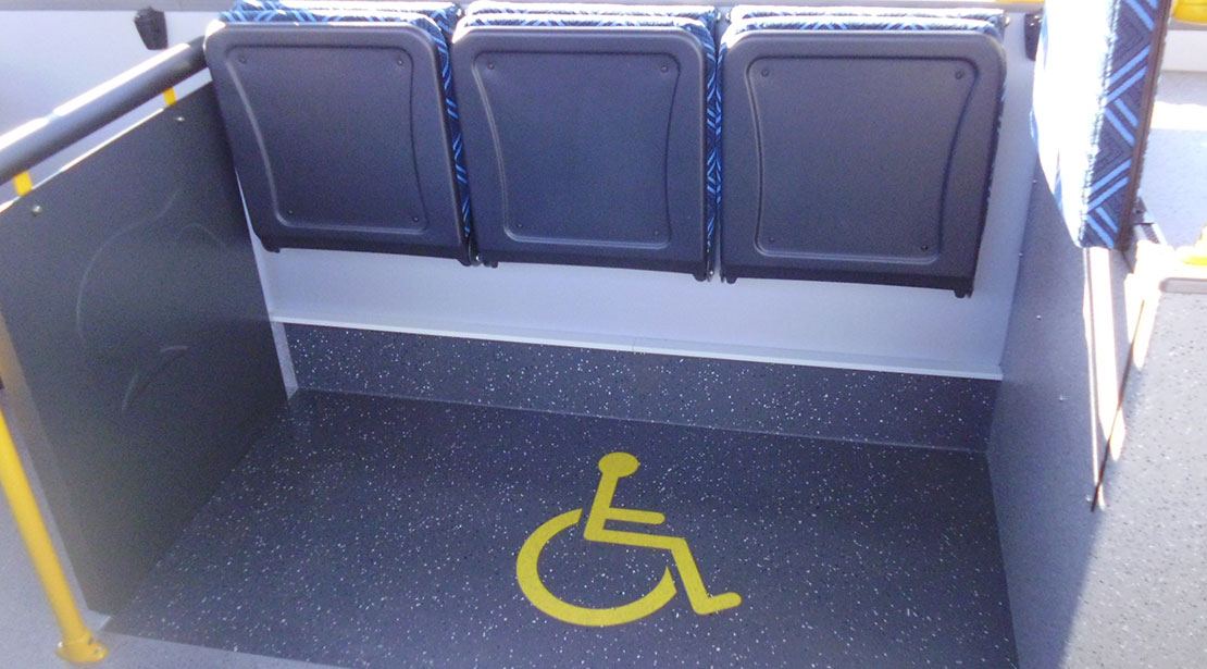 wheel chair location on a city bus